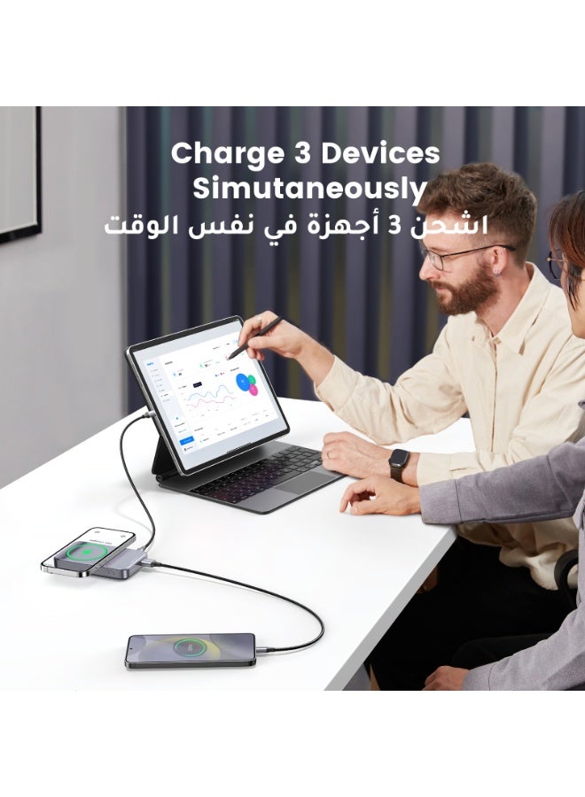10000 mAh 10000 mAh Magsafe Power Bank 10000mAh 15W Wireless With Kickstand Wireless Portable Charger With PD 20W USB-C Port, 22.5W USB-A Port Fast Charging For MagSafe Battery Pack iPhone, Flight Approved Grey with Stand