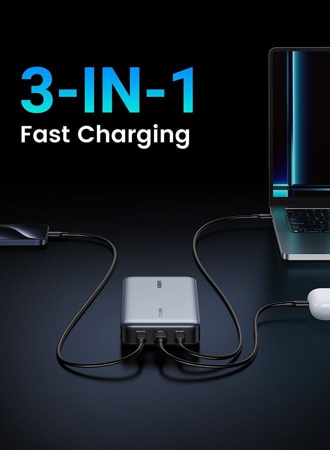 25000 mAh 25000mAh 145W Power Bank with Cable, 3-Port USB-C Fast Charging, Smart Digital Display Laptop Portable Charger for iPhone 18 Pro, iPhone 18 Pro Max, iPhone Duo, MacBook Pro/Air, Samsung S26/S25, iPhone 17/16, Dell, DJI Pocket 25000mAh 145W 25000mAh 145W