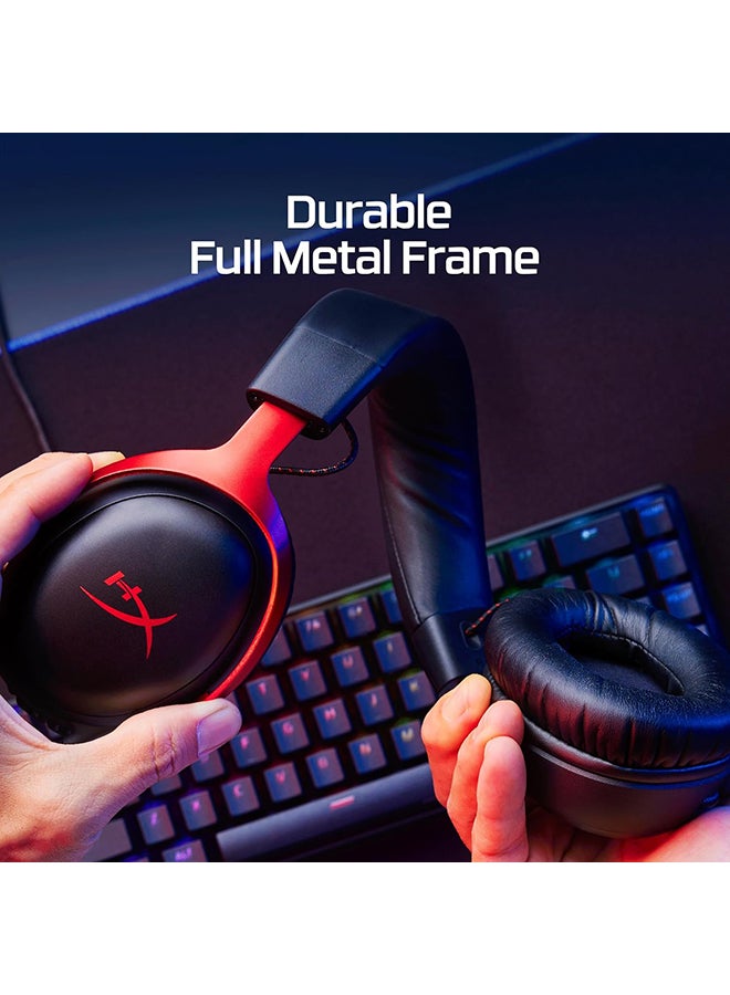 HyperX Cloud III Wired Gaming Headset, For PC / PS5 / PS4 / Xbox Series, Angled 53mm Drivers, Noise Cancelling, With LED Mic Mute Indicator, 10Hz-21kHz Frequency Response, Black/Red | 727A9AA