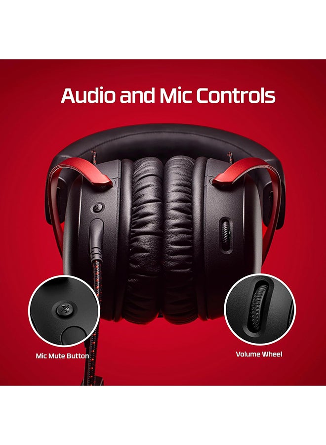 HyperX Cloud III Wired Gaming Headset, For PC / PS5 / PS4 / Xbox Series, Angled 53mm Drivers, Noise Cancelling, With LED Mic Mute Indicator, 10Hz-21kHz Frequency Response, Black/Red | 727A9AA