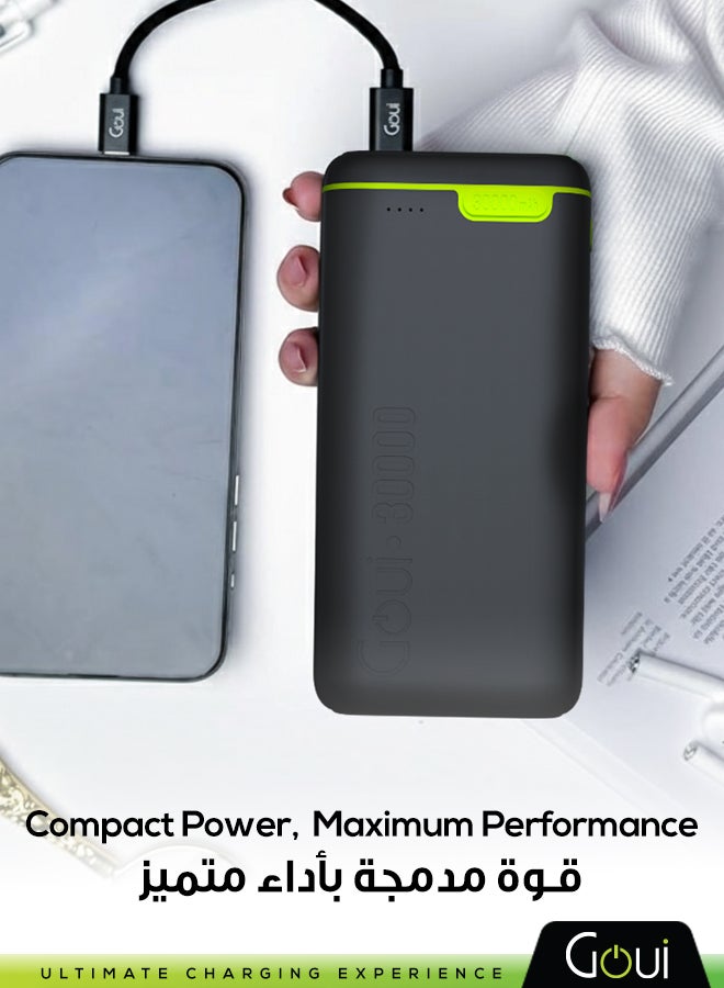 30000 mAh Kigo Portable Power Bank – High Capacity, Simultaneous Multi-Device Charging, Compatible with Smartphones, Tablets, GPS Devices, MP3/MP4, Bluetooth, Portable and Compact Design for On-the-Go Power Anytime, Anywhere Black