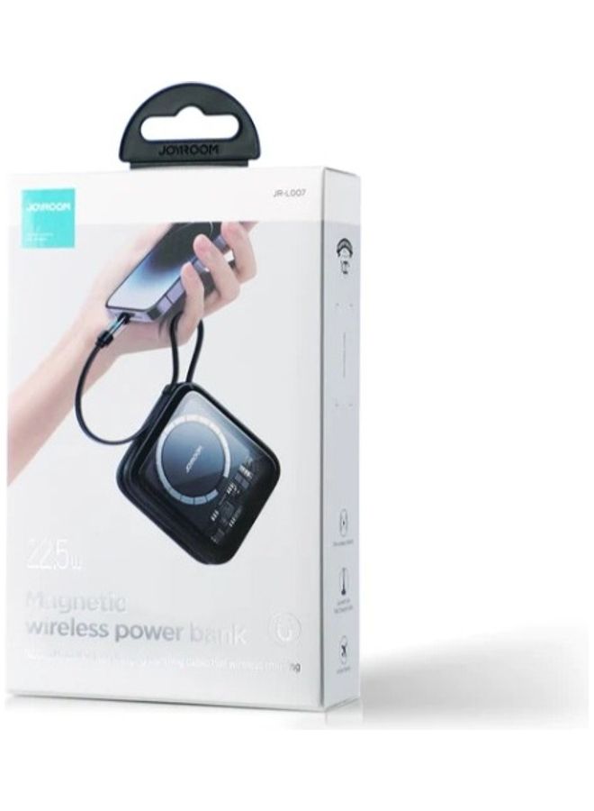 10000 mAh JR-L007 22.5W Magnetic Wireless PowerBank (Lightning)- Black