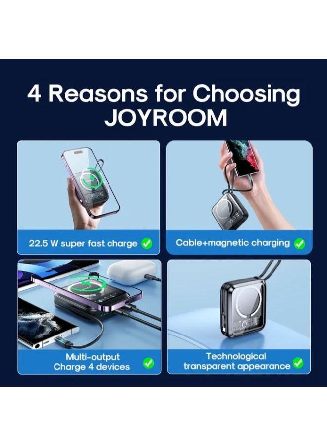 10000 mAh JR-L007 22.5W Magnetic Wireless PowerBank (Lightning)- Black
