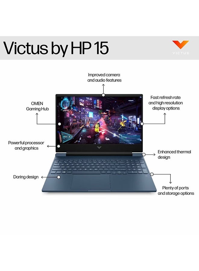 (Upgraded Version) Victus 15 Gaming Laptop 15.6-Inch FHD Display,13Th Gen Core i5-13420H Processor/16GB RAM/512GB SSD/6GB NVIDIA GeForce RTX 3050/Windows 11 English Blue English Blue