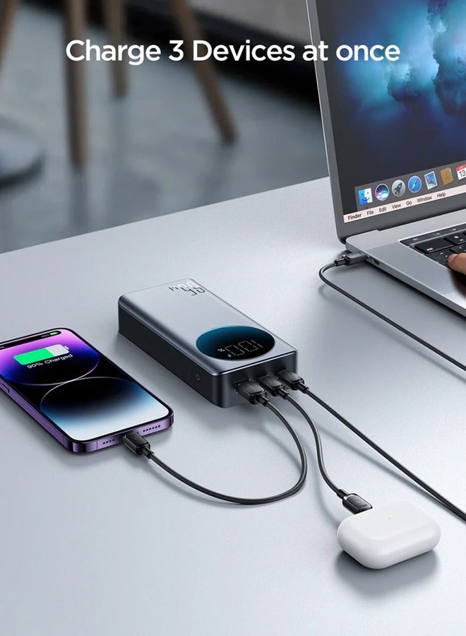 30000 mAh Laptop Power Bank, 2 USB C PD 65W Portable Charger For Laptop, Fast Charging Smart LED Display, For iPhone 15 Pro/Plus/Max/14/13/12 Series, MacBook Pro/Air, Dell, XPS, ASUS, iPad, Samsung Etc Black