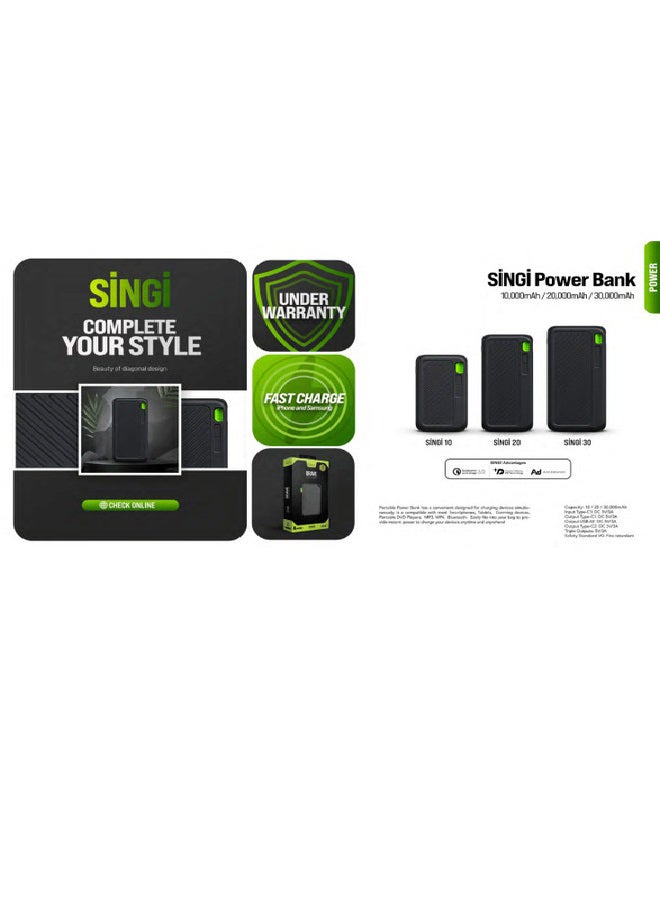 30000 mAh 30000 mAh Singi Power Bank – High-Capacity Portable Charger for Smartphones, Tablets, and More | Charge Multiple Devices Simultaneously | Compact, Convenient, and Travel-Friendly - Black Black