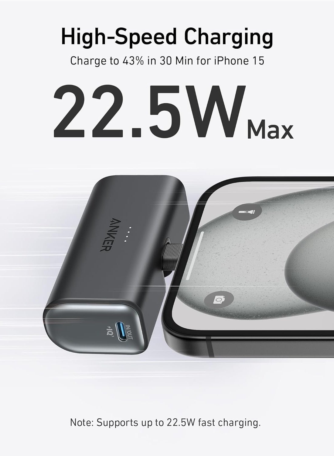 5000 mAh Anker Nano Power Bank, Mini Portable Charger with Built-In Foldable USB-C Connector, 5,000mAh Battery Pack 22.5W, For iPhone 16/16 Series, Samsung, Huawei, iPad, AirPods, Xiaomi, Vivo, Oppo and More (Black) Black+USB-C Connector
