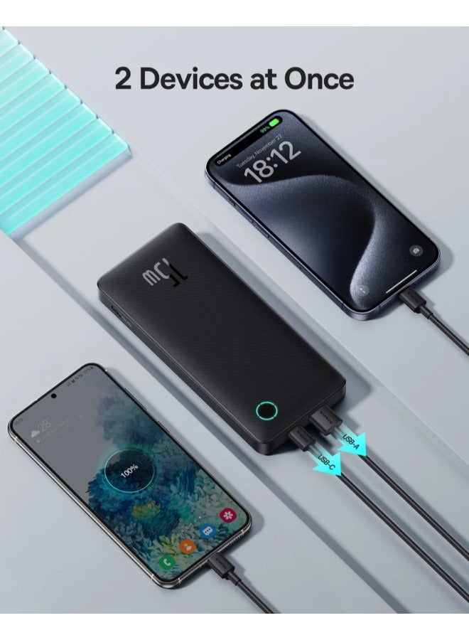 10000 mAh OS-Baseus Airpow Lite Power Bank 15W Cosmic Black (With Simple Series Data Cable USB to Type-C 30cm Black) Black