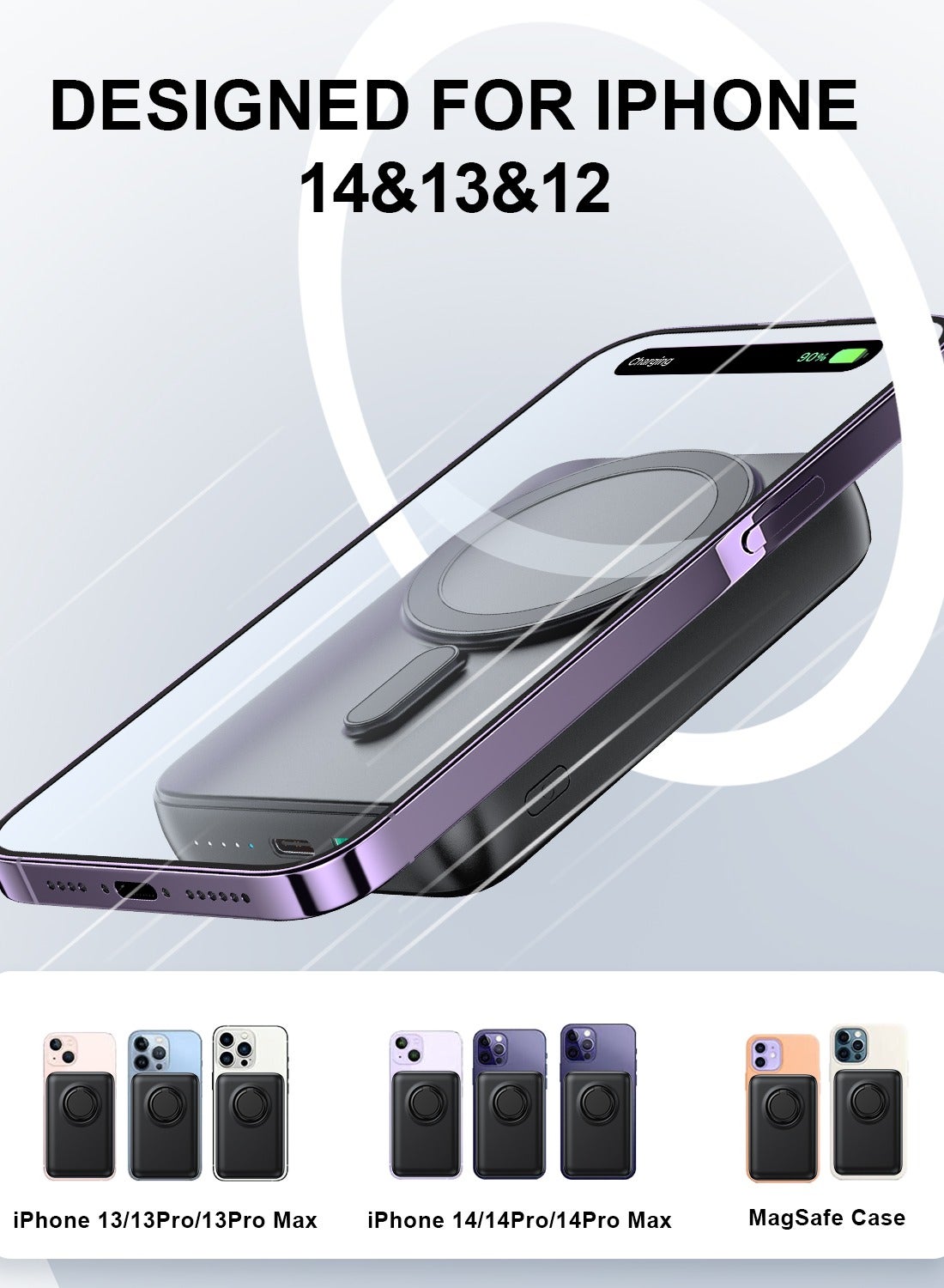 10000 mAh JR-W050 20W Magnetic Wireless Charger Power Bank Fast Charging For IPhone Samsung Xiaomi Large Capacity Portable Black