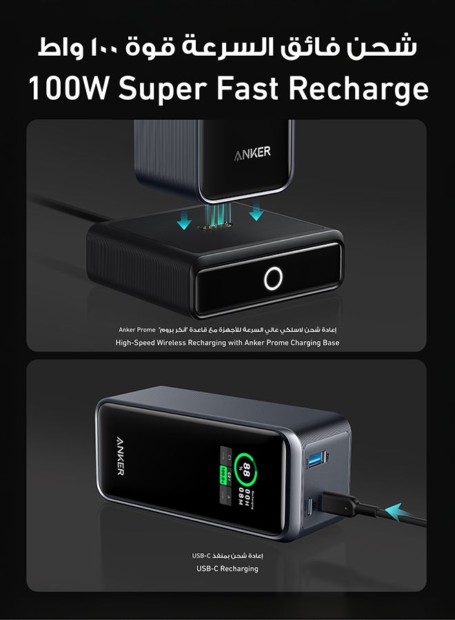 20000 mAh Prime Power Bank, 20,000mAh Portable Charger with 200W Output, Smart Digital Display, 2 USB-C and 1 USB-A Port Compatible with MacBook Pro/Air, iPhone 17/16 Series, Samsung, Huaiwei, Dell Black
