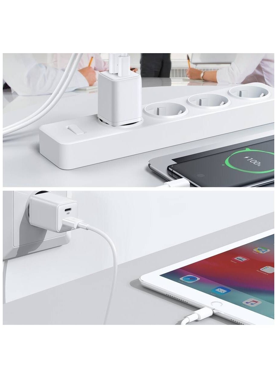 JOYROOM FAST WALL CHARGER (EU PLUG) USB / USB TYP C 30W POWER DELIVERY QUICKCHARGE 3.0 AFC FCP WHITE (L-QP303) White