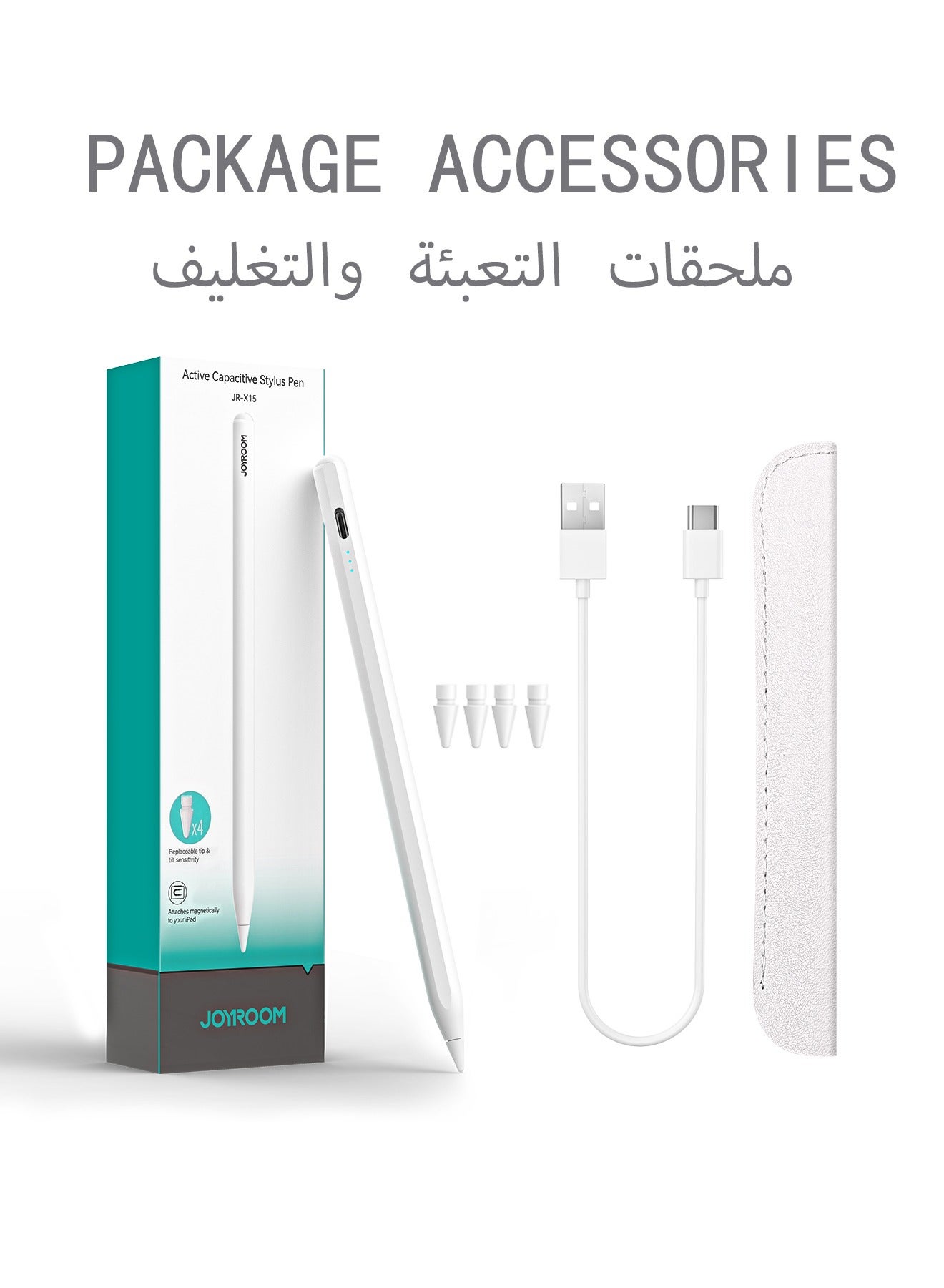 Active Digital Stylus Pen Pencil 2nd Generation iPad Pen,Featuring Zero Latency,Palm Rejection,Precise Touch Functionality,Anti-Jump Technology,and Tilt Sensitivity,For Apple iPad 2018 And Newer Versions White