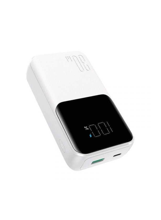 10000 mAh JR-PBC06 Mini Power Bank with Dual Cables, 30W - White