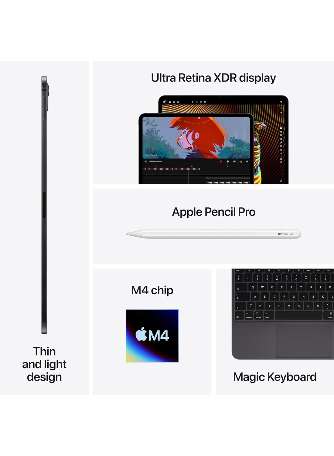 iPad Pro - 2024 (7th Generation) M4 13-Inch, 1TB, WiFi, Space Black With Standard Glass - International Version