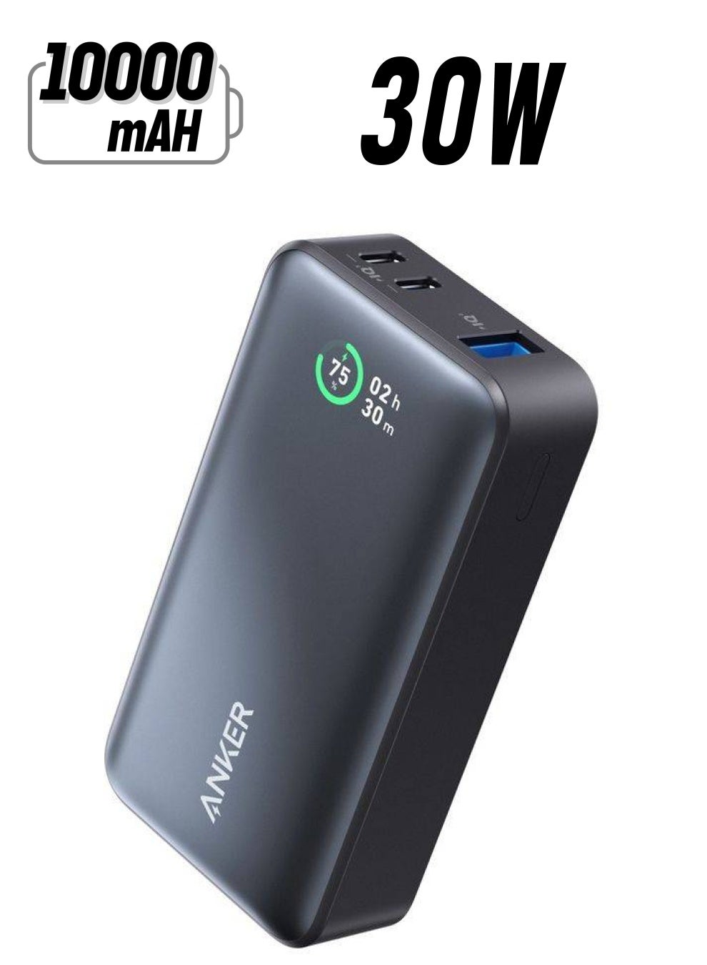 10000 mAh Power Bank, 533 Power Bank (PowerCore 30W), Power IQ 3.0 Portable Charger with PD 30W Max Output, Pack for iPhone 14 Series, Dell, Microsoft Surface, iPad Pro, and More Black