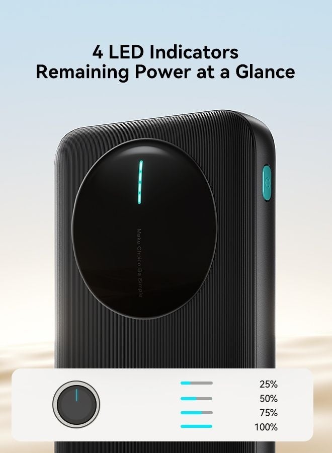 10000 mAh PBF12 PRO LED Fast Charging Power Bank 10000mAh – 22.5W Super Fast Portable Charger, Ultra Slim Lightweight Battery Pack, 3-Device Charging, USB-C PD Input Output, Low Current Mode for Earbuds & Smartwatches, Safe Charging for iPhone, Samsung Galaxy & Android - CE Certified Black