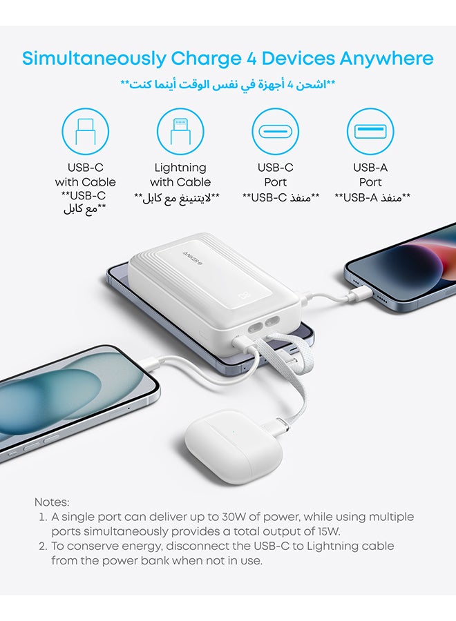 20000 mAh Anker Zolo Power Bank, 20,000mAh 30W Max Fast Portable Charger with Built-in USB-C and MFi Certified Lightning Cables, 1 USB-C, 1 USB-A, Battery Pack for iPhone 17/16/15/14/13 Series, Galaxy, and more (Black) Black