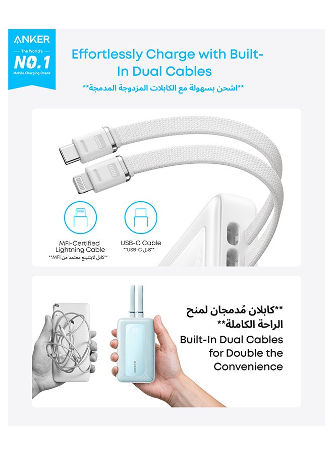 20000 mAh Anker Zolo Power Bank, 20,000mAh 30W Max Fast Portable Charger with Built-in USB-C and MFi Certified Lightning Cables, 1 USB-C, 1 USB-A, Battery Pack for iPhone 17/16/15/14/13 Series, Galaxy, and more (Black) Black