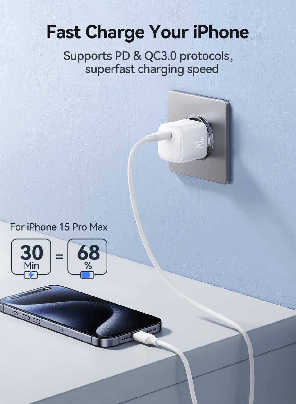 JR-TCG08 GaN PD20W mini Charger (EU) White