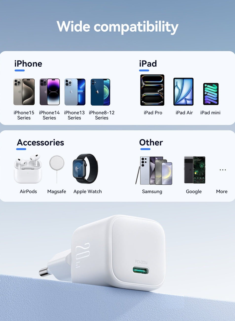JR-TCG08 GaN PD20W mini Charger (EU) White