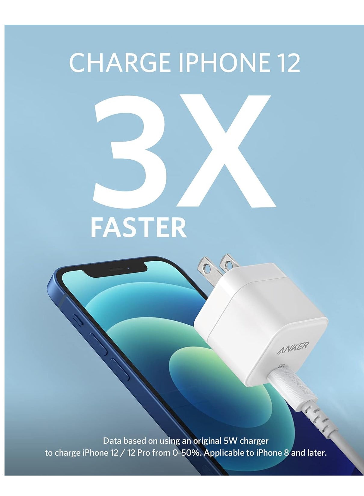 USB C Charger, Anker Fast Charger with Foldable Plug, PowerPort III 20W Cube Charger for iPhone 14/14 Plus/14 Pro/14 Pro Max/13, Galaxy, iPad/iPad Mini and More (Cable Not Included)