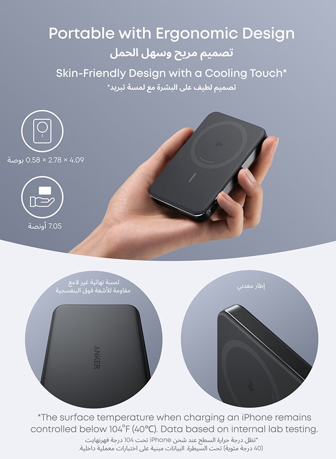 10000 mAh Anker MagGo Power Bank, Ultra-Slim 10,000mAh Magnetic Portable Charger, Qi2 Certified 15W Ultra-Fast MagSafe-Compatible Battery Pack, PD 30W, Ergonomic Design, For iPhone17/16/15/14/13/12 Series (Black) Black