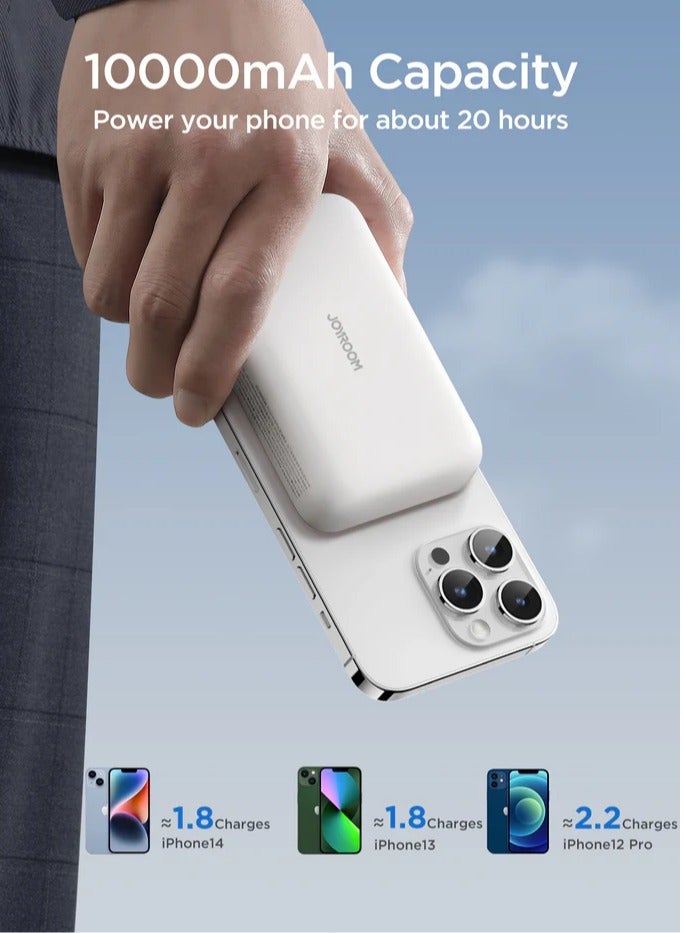 10000 mAh JR-W020 20W Mini Magnetic Wireless Power Bank - White