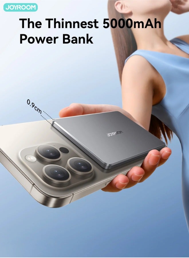 5000 mAh 5000Mah Ultra-Slim Magnetic Power Bank | 0.9Cm Thin – Feels Invisible, Won’T Block Camera | 20W Pd Wired + 15W Wireless, Type-C & Lightning Input, Smart Chip Space Grey