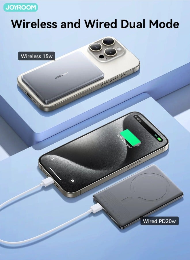 5000 mAh 5000Mah Ultra-Slim Magnetic Power Bank | 0.9Cm Thin – Feels Invisible, Won’T Block Camera | 20W Pd Wired + 15W Wireless, Type-C & Lightning Input, Smart Chip Space Grey