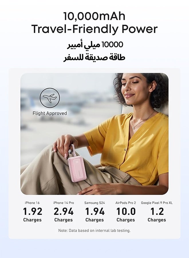10000 mAh Zolo Power Bank, 10,000mAh 30W High-Speed Portable Charger with Built-In USB-C Cable, Battery Pack For iPhone 17/17 Air/17 Pro/17 Pro Max/16 Series, Galaxy, and More (Black, 10000 mAh) Black
