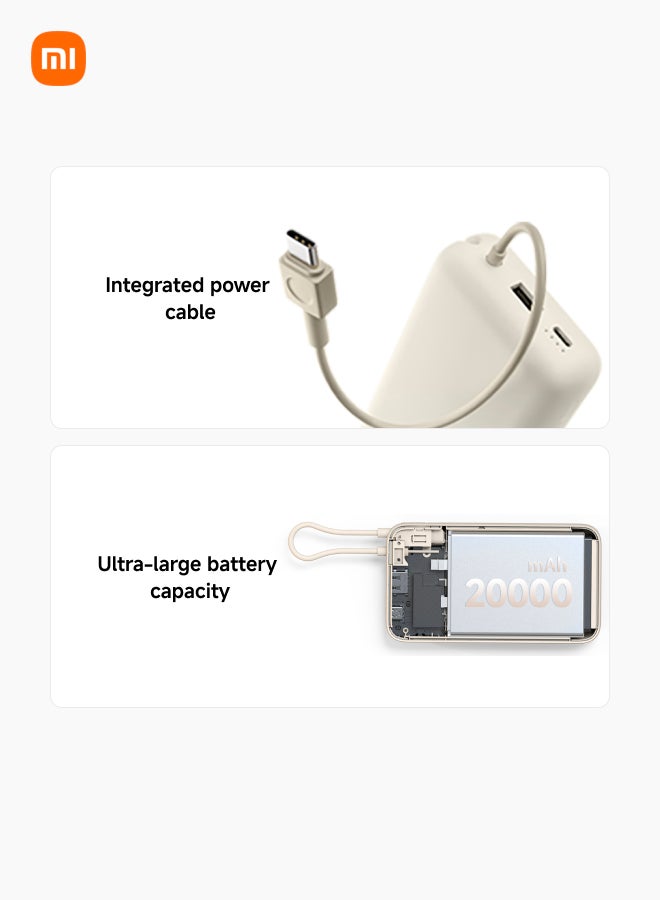 20000 mAh Power Bank USB And USB-C Port And USB-C Integrated Cable 33W BHR8851GL - Tan