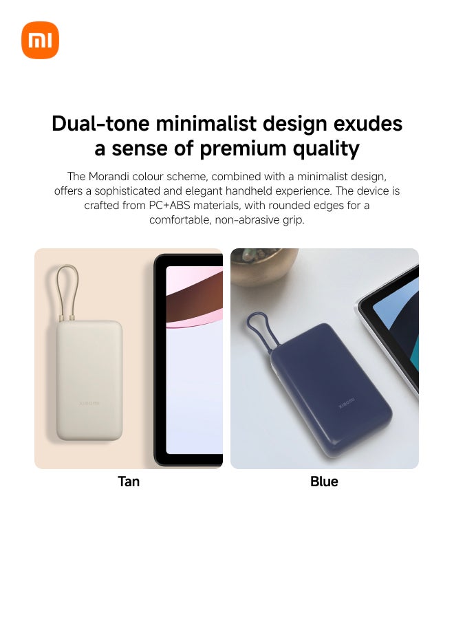 20000 mAh Power Bank USB And USB-C Port And USB-C Integrated Cable 33W BHR8851GL - Tan
