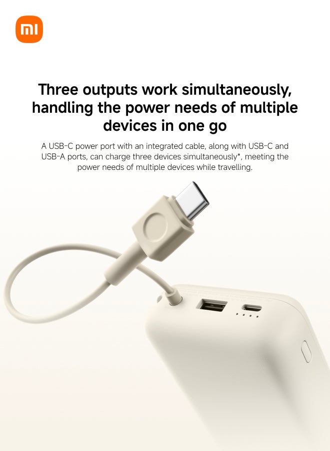20000 mAh Power Bank USB And USB-C Port And USB-C Integrated Cable 33W BHR8851GL - Tan