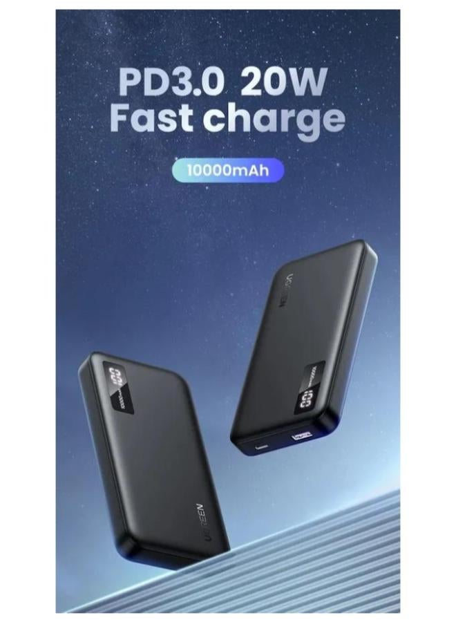 10000.0 mAh UGREEN 10000mAh Mini Quick Charging 20W Power Bank Black