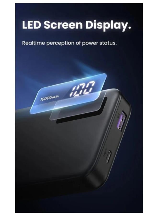 10000.0 mAh UGREEN 10000mAh Mini Quick Charging 20W Power Bank Black