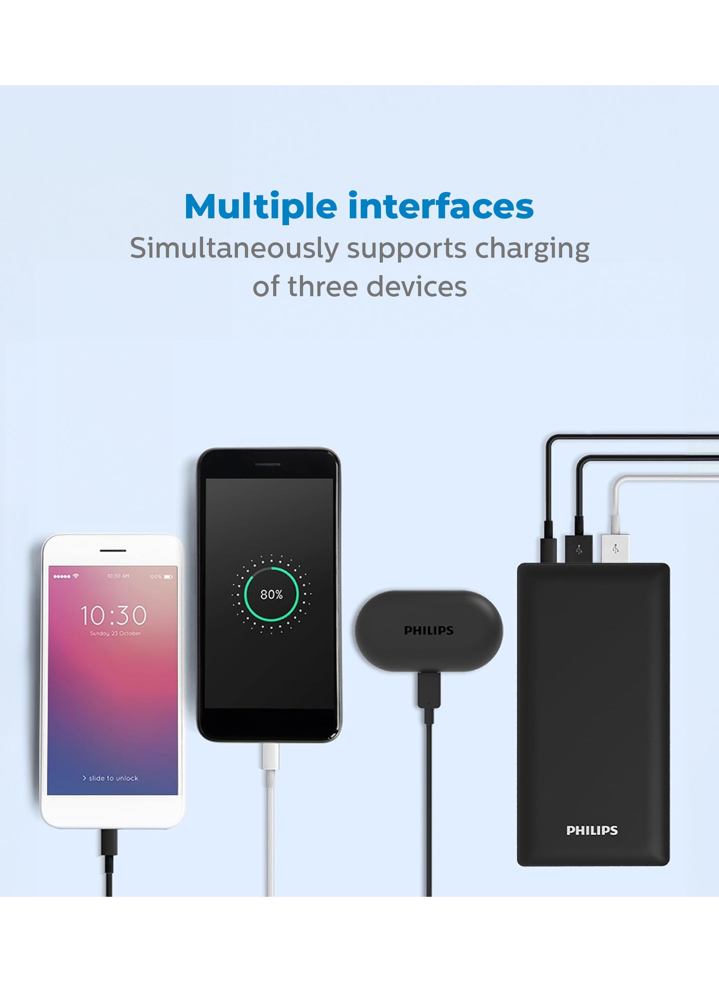 20000 mAh Battery Power Bank, 20W, USB-A And USB-C Ports For for Smartphones, Tablets, Airpods And USB-C Devices - Black
