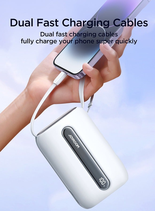 20000 mAh JOYROOM JR-L012 Plus 22.5W Ultra Fast Charging mini Power Bank 20000mAh with Dual Cables White White
