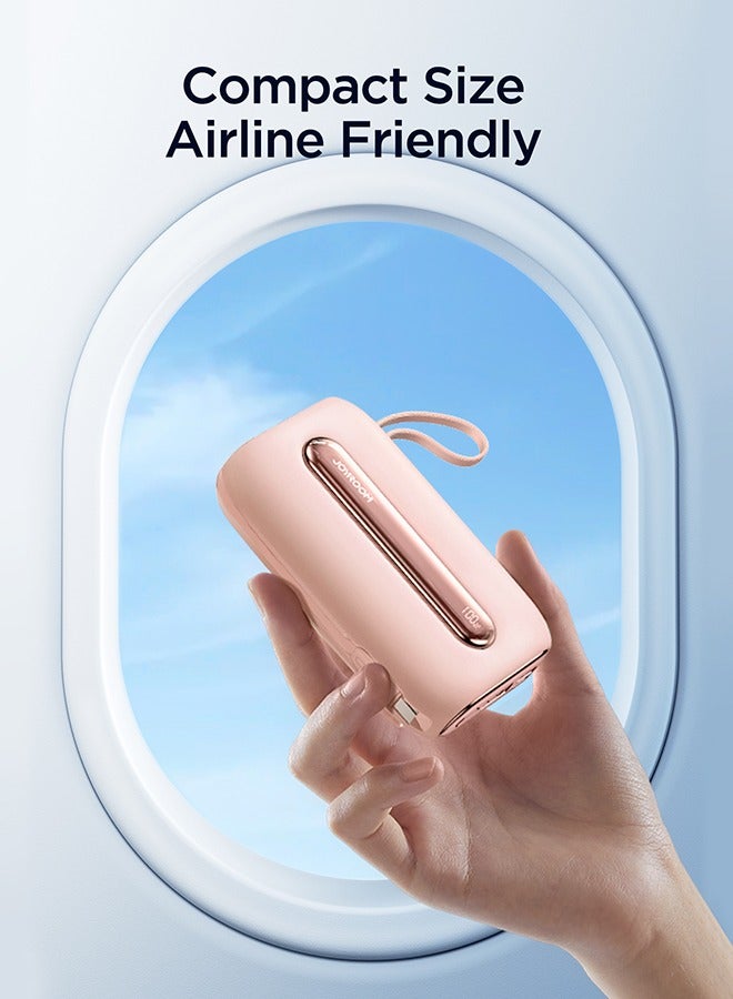 20000 mAh JR-L012 Plus 22.5W Ultra Fast Charging Mini Power Bank With Dual Cables Pink