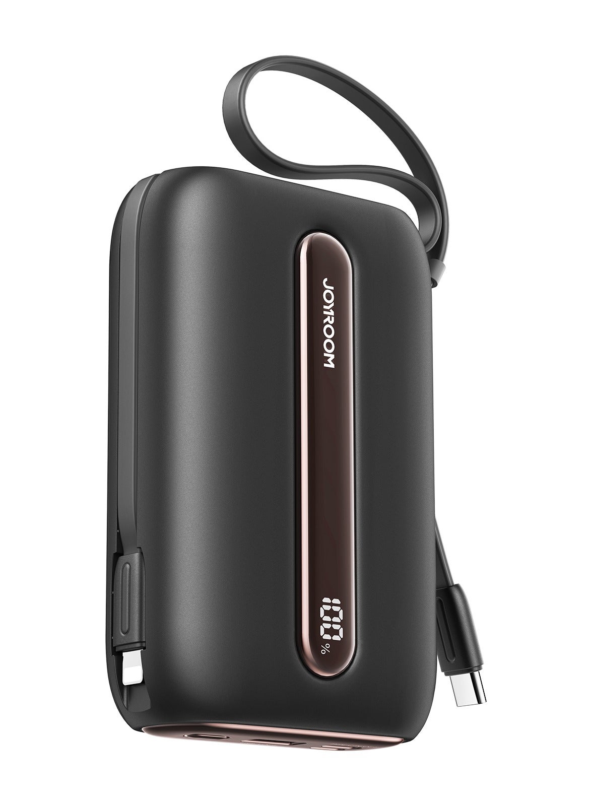20000 mAh JR-L012 Plus 22.5W Ultra Fast Charging Mini Power Bank With Dual Cables Black