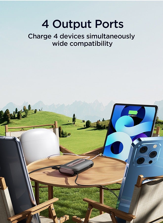 20000 mAh JR-L012 Plus 22.5W Ultra Fast Charging Mini Power Bank With Dual Cables Black