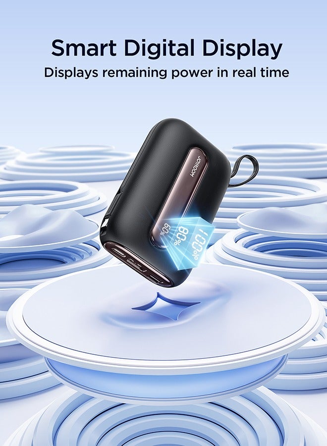 20000 mAh JR-L012 Plus 22.5W Ultra Fast Charging Mini Power Bank With Dual Cables Black