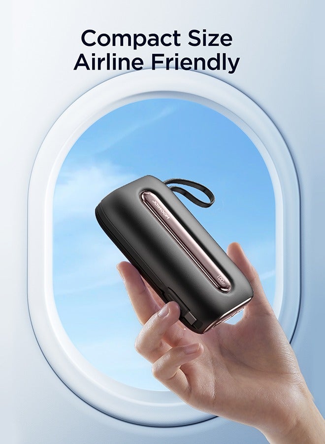 20000 mAh JR-L012 Plus 22.5W Ultra Fast Charging Mini Power Bank With Dual Cables Black