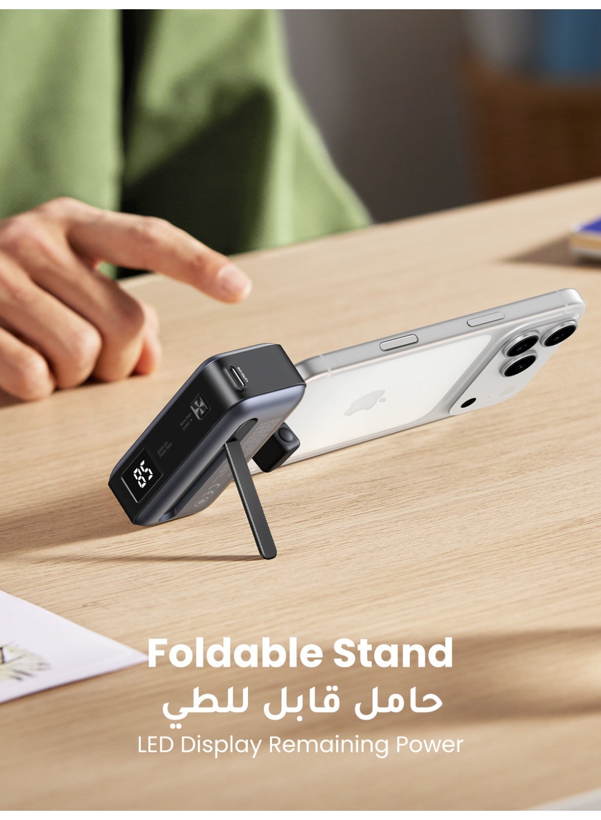 5000 mAh 5000mAh Mini Power Bank With Kickstand PD20W SCP22.5W Fast Charging Portable Charger, Built-in USB-C Plug & Phone Stand, Small Pocket External Battery for iPhone 18 Pro, iPhone 18 Pro Max, iPhone Duo, iPhone 17 16 Pro Max, Galaxy S26 S25 Ultra, Xiaomi Huawei OPPO 5000mAh 20W
