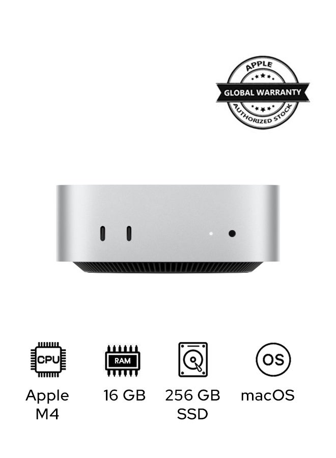 Customize Mac mini Apple M4 chip with 10-core CPU, 10-core GPU/16GB RAM/256GB SSD/macOS Silver