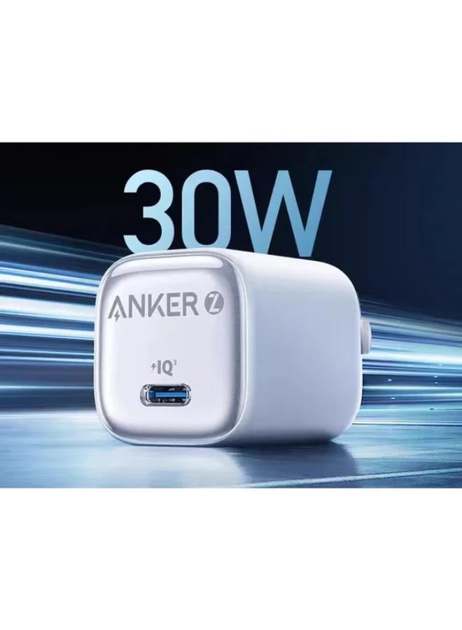Zolo 30w -Nano III Fast Charger for iPhone 15-16 Series, PPS, PIQ 3.0, Foldable, 30W Blue