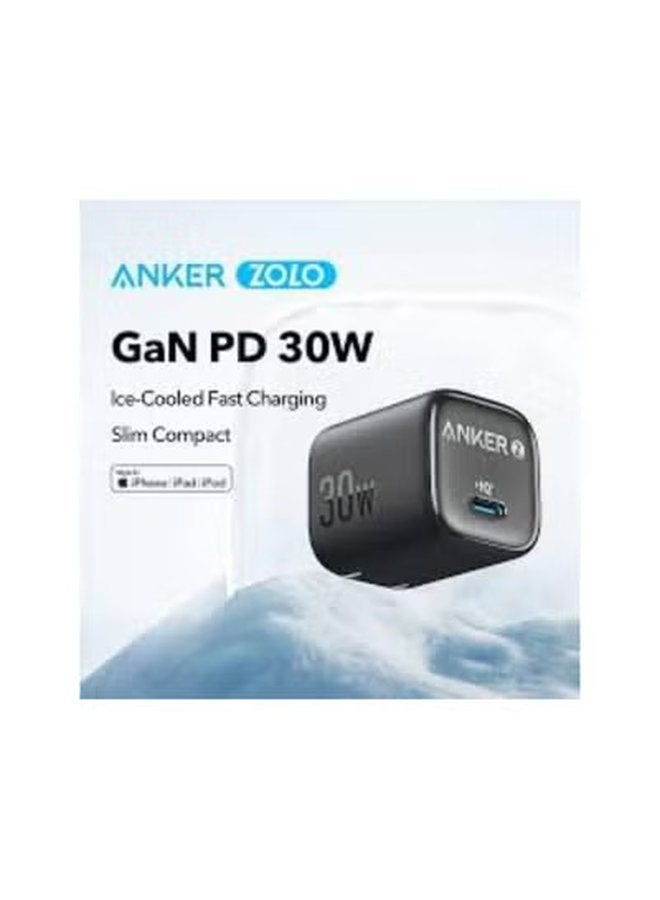 Zolo 30w -Nano III Fast Charger for iPhone 15-16 Series, PPS, PIQ 3.0, Foldable, 30W Black
