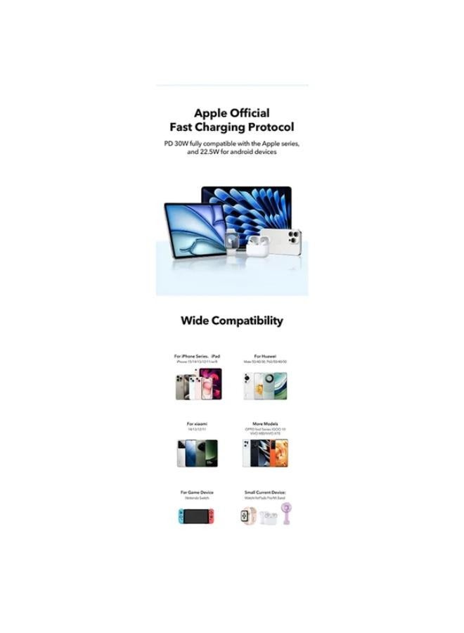 Zolo 30w -Nano III Fast Charger for iPhone 15-16 Series, PPS, PIQ 3.0, Foldable, 30W Black