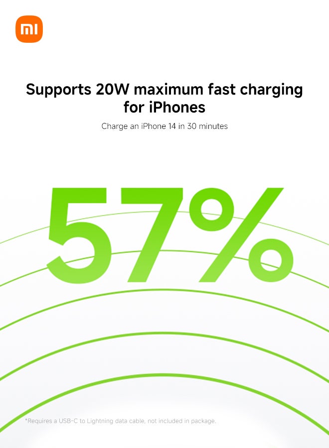10000 mAh Power Bank Lite, 22.5W Fast Charging, USB-C & 2 USB Ports - Light Gray