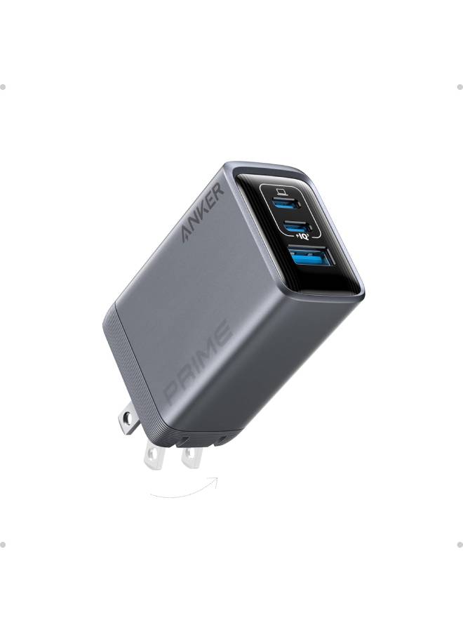 Prime Charger, 100W 3-Port GaN USB C Charger Block, Foldable and Compact for MacBook, iPad, iPhone 17/iPhone Series, Galaxy S24/S23, and More