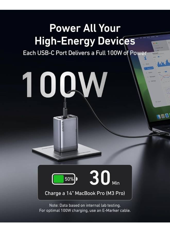 Prime Charger, 100W 3-Port GaN USB C Charger Block, Foldable and Compact for MacBook, iPad, iPhone 17/iPhone Series, Galaxy S24/S23, and More